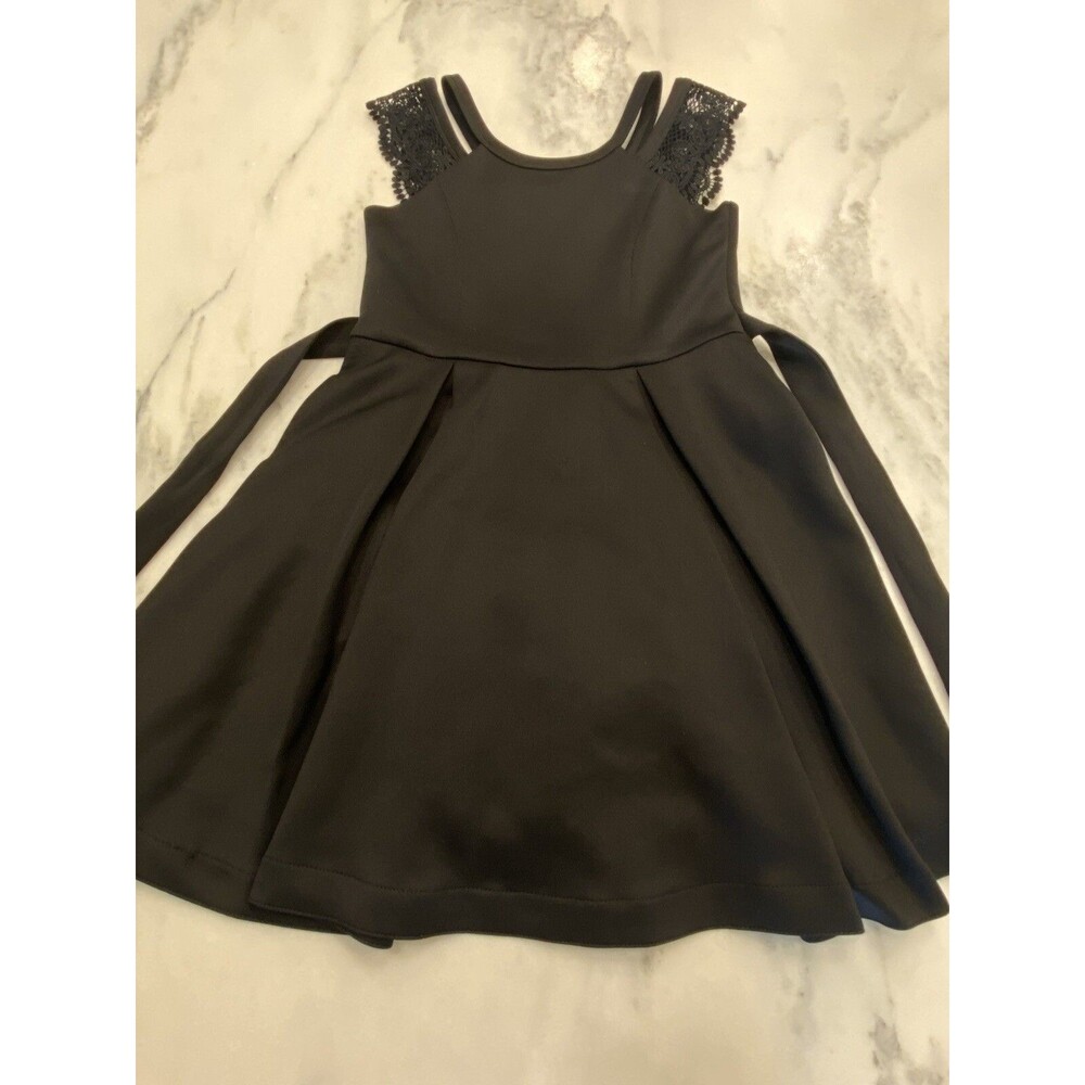 Bonnie Jean girls black sleeveless lace dress Size 10 party church
